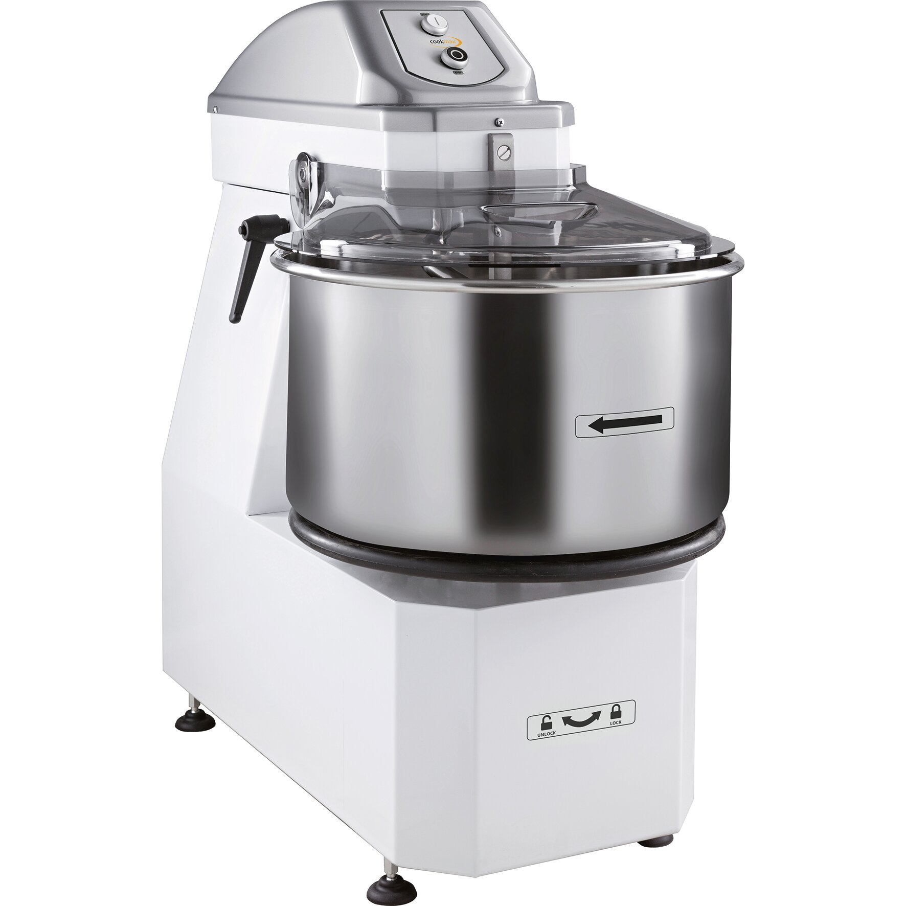 Teigknetmaschine für 38 kg / 42 l, mit anhebbarem Kopf + herausnehmbarer Wanne