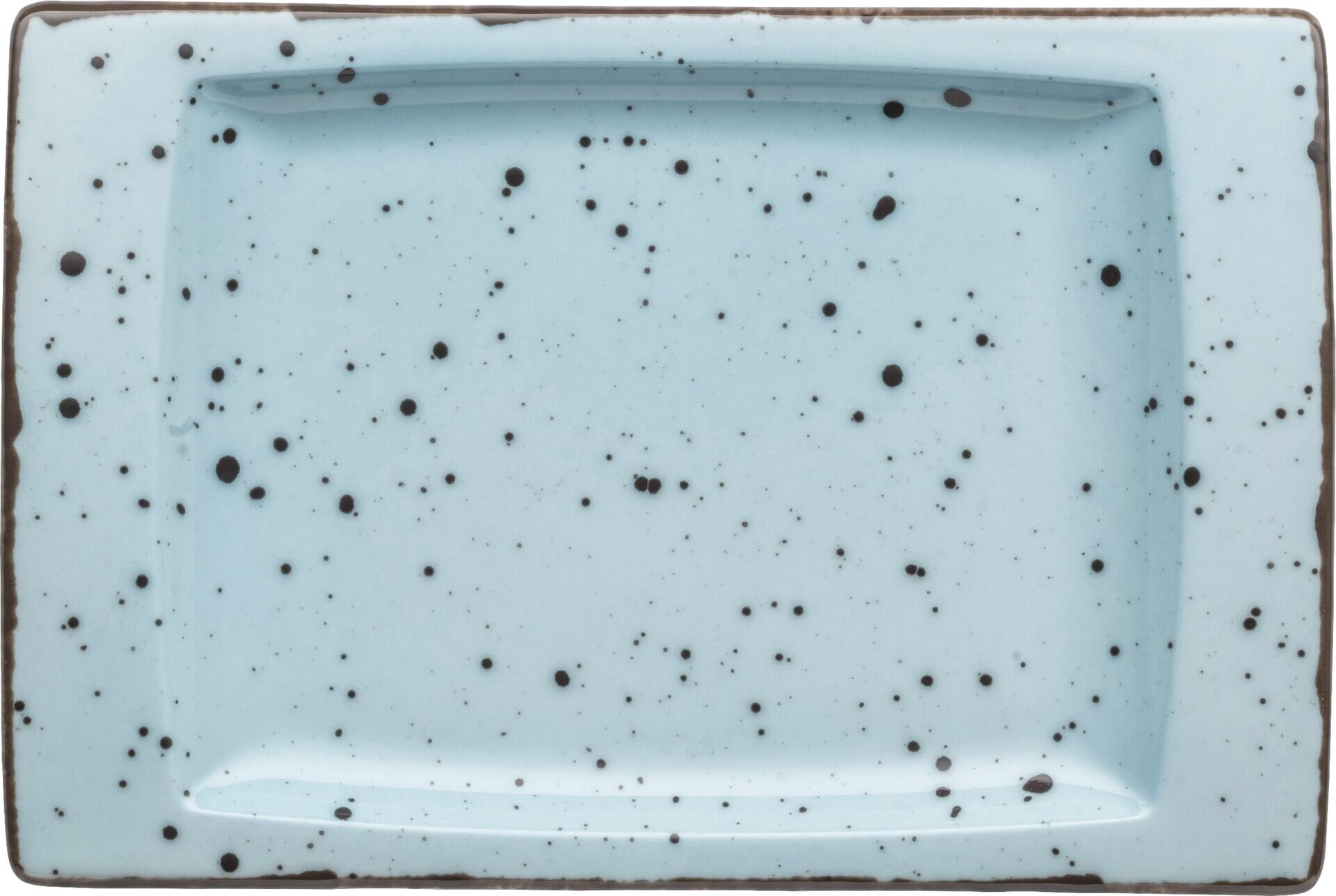 Porzellanserie "Granja" aqua Platte flach eckig, 18 x 12 cm
