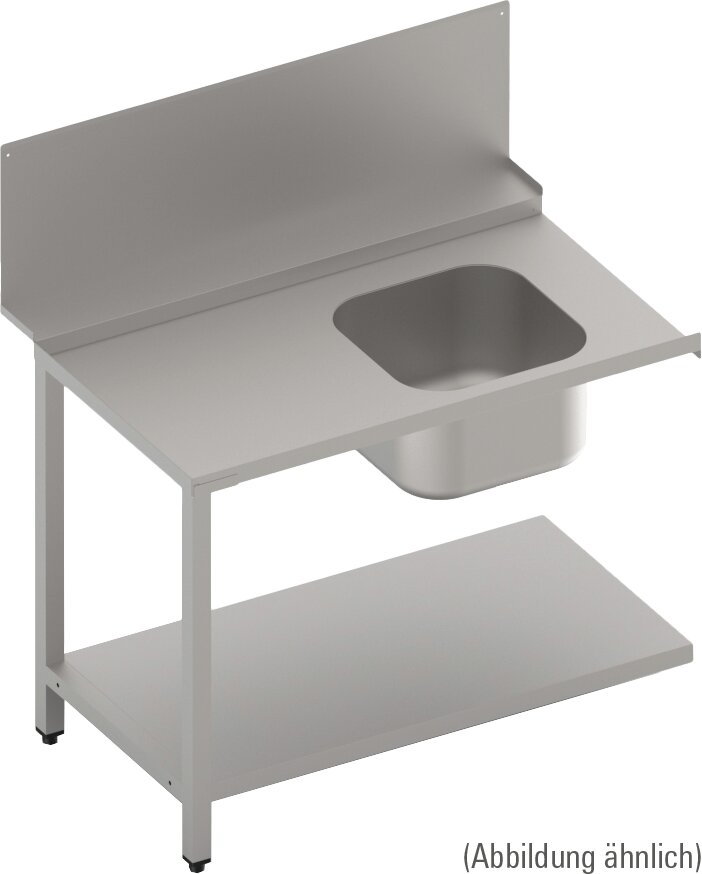 Zulauftisch mit Becken und Ablagebord, 700 mm breit