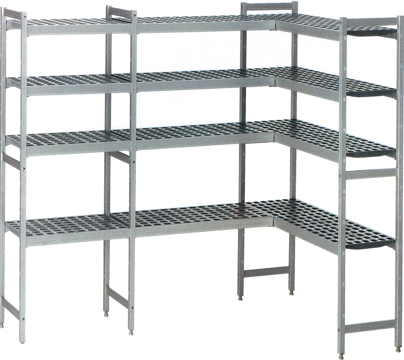 Kühlzellenregal, 4 Etagen, L-Form, passend zu Kühlzelle 661069, 661082