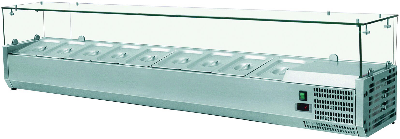 Kühlaufsatzvitrine 6 x GN 1/4 H=150 mm, 1400 x 335 x 435 mm
